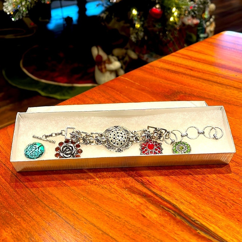 Silver Charm Bracelet with Multicolor Accents